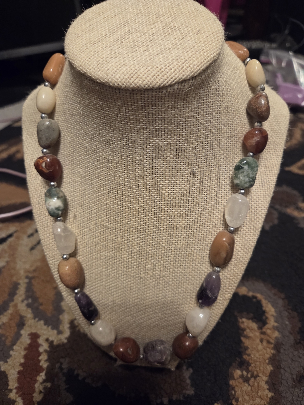 *last Call* Multi-Stone Beaded Necklace - Natural Tones